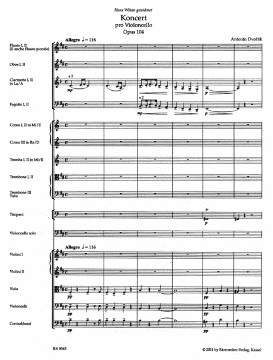 Koncert pro violoncello a orchestr for Violoncello and Orchestra b minor, Op. 104 Orchestra scores gallery preview page 2