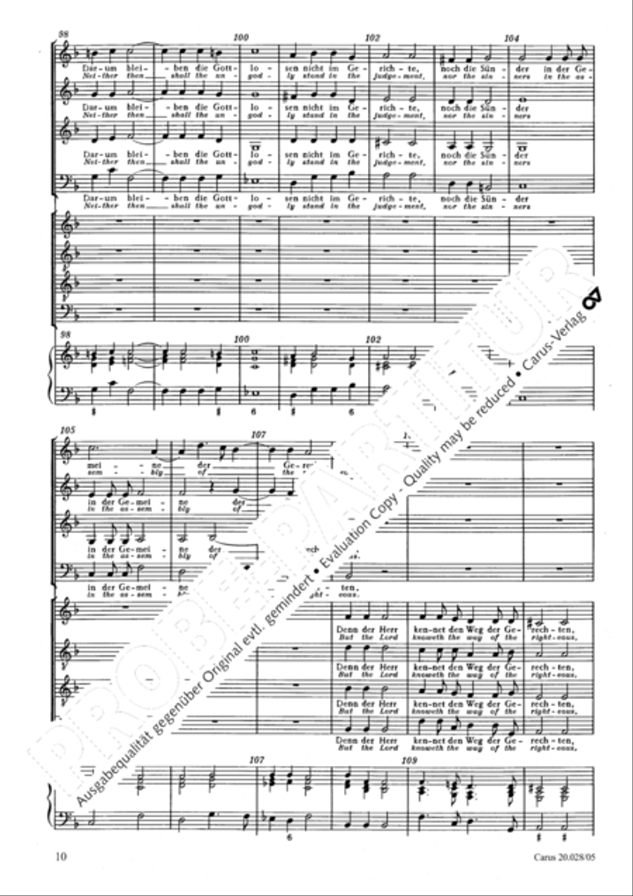 Blessed they who keep not the law of the ungodly (Wohl dem, der nicht wandelt im Rat der Gottlosen) Choir scores gallery preview page 11
