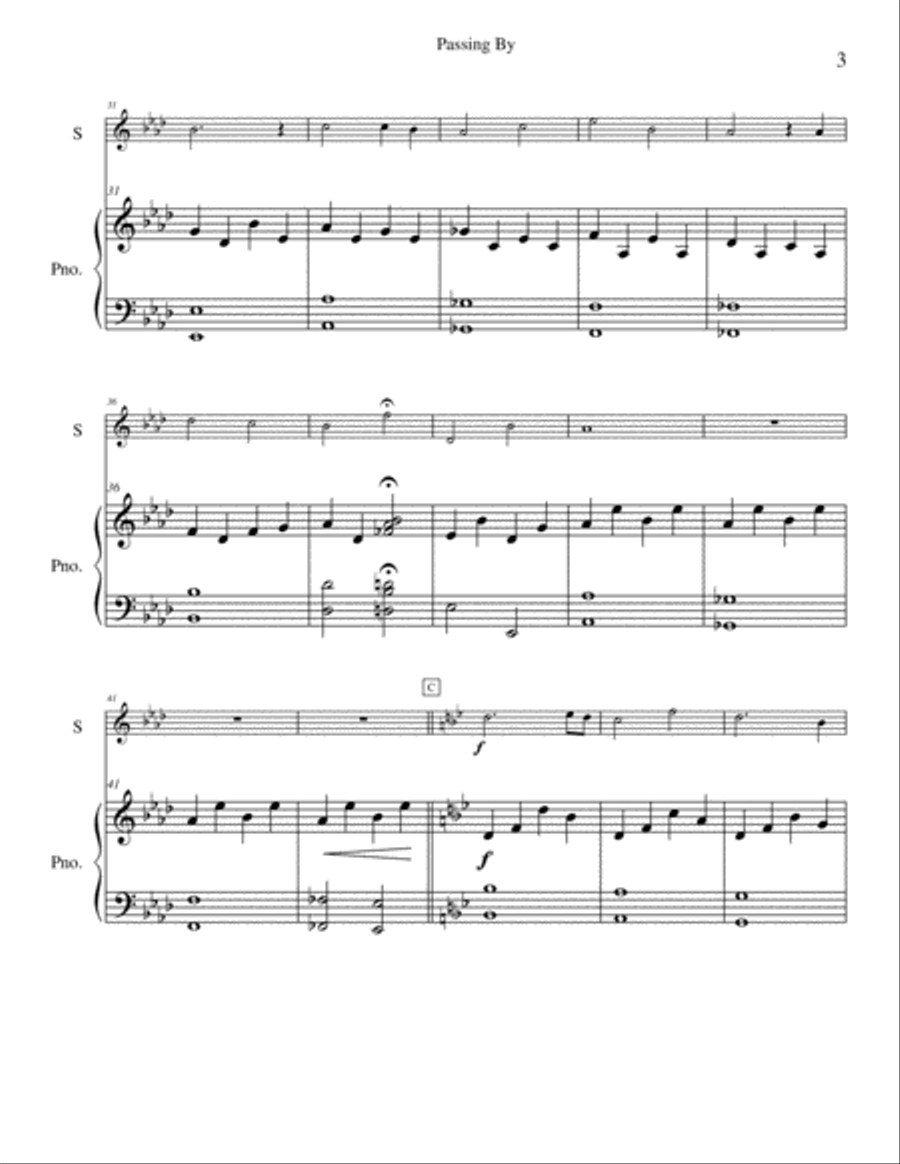 Passing By Piano scores gallery preview page 3