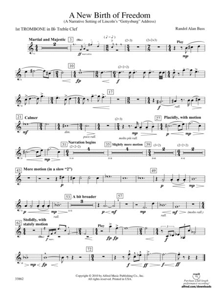 A New Birth of Freedom: (wp) 1st B-flat Trombone T.C.