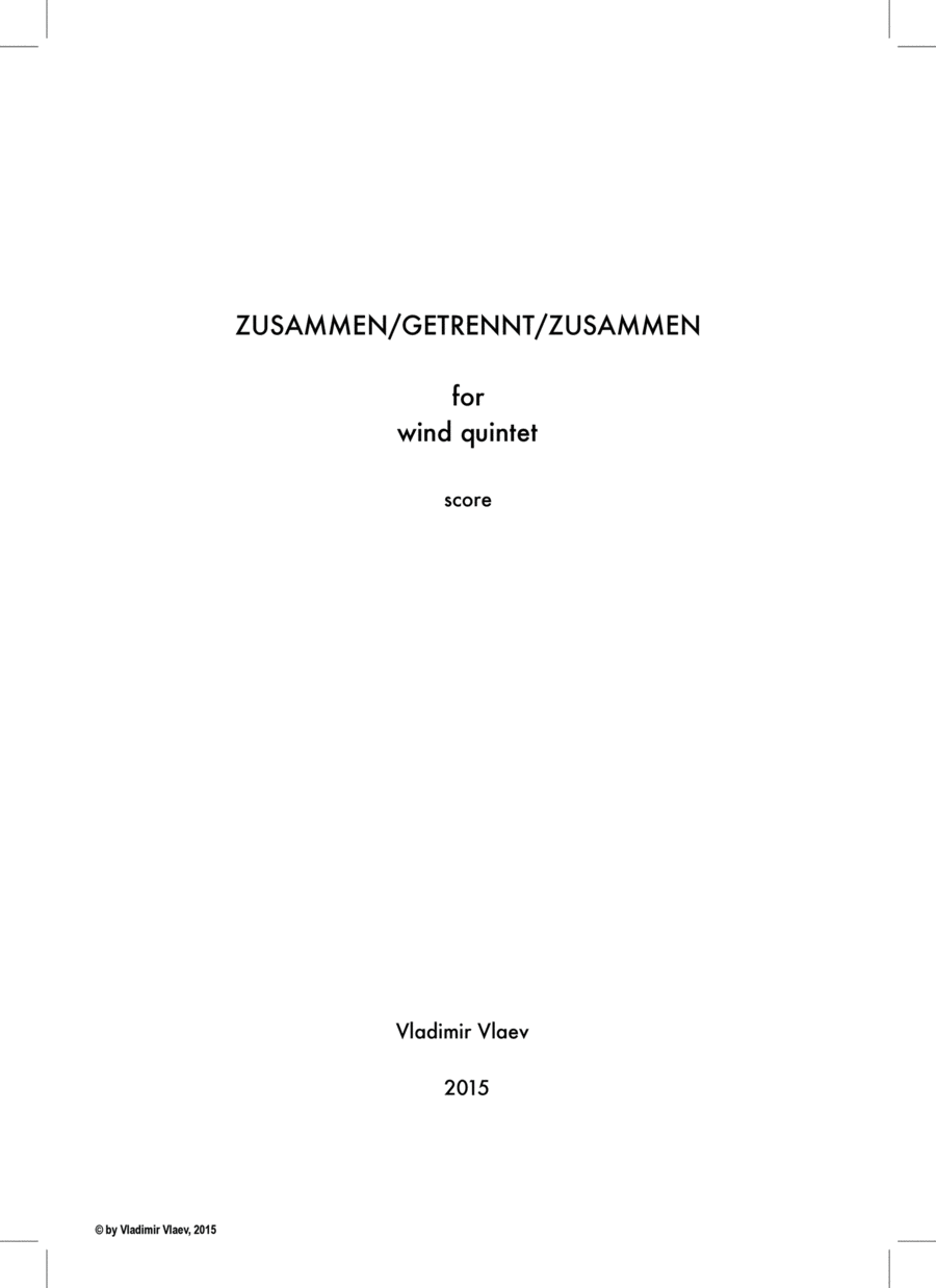 Zusammen/Getrennt/Zusammen - Woodwind Quintet Woodwind Quintet scores gallery preview page 1