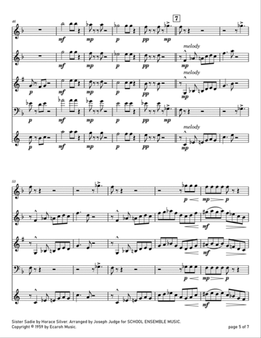 Sister Sadie Woodwind Quartet scores gallery preview page 5