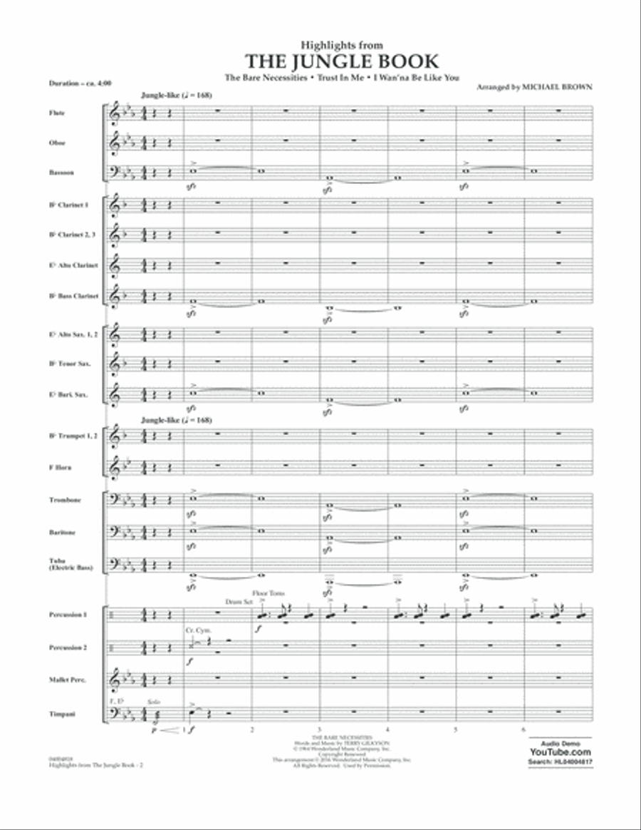 Highlights from The Jungle Book - Conductor Score (Full Score) Concert Band scores gallery preview page 2