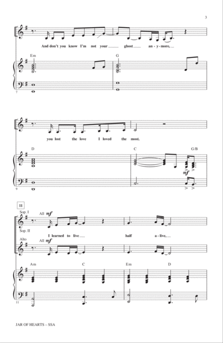 Jar Of Hearts (adapted by Mark Brymer) SSA scores gallery preview page 2