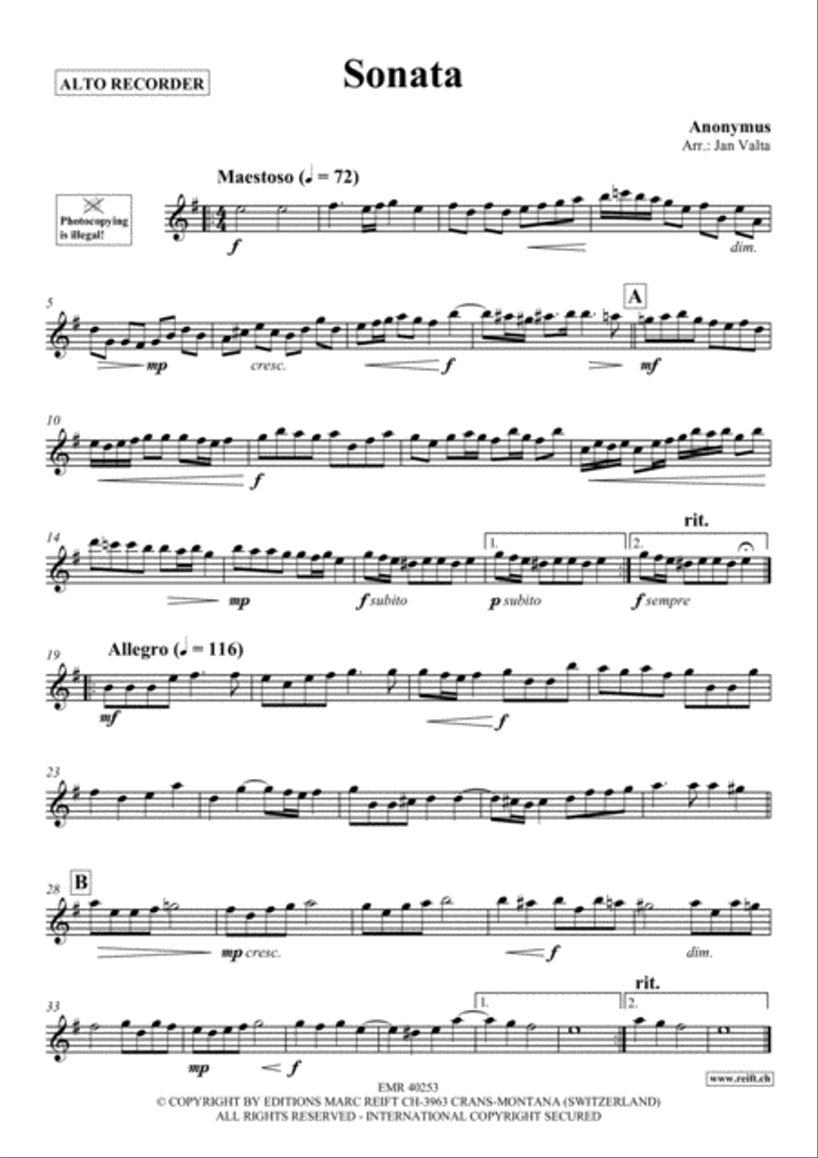 Sonata Alto Recorder scores gallery preview page 2
