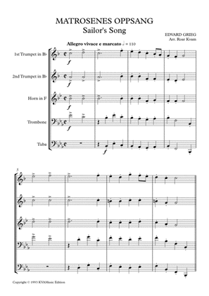 Book cover for E. Grieg: Matrosenes Oppsang / Sailor's Song (Brass Quintet)