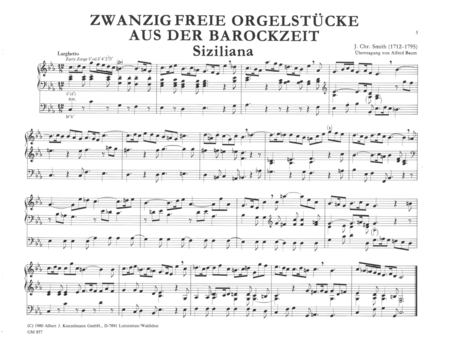 20 open organ pieces from the baroque period