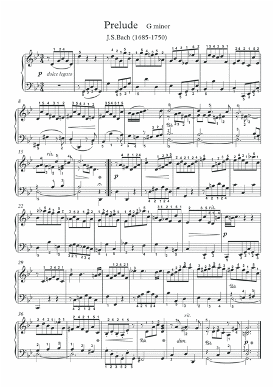 Little Preludes for piano solo by J.S.Bach pdf mp3 Piano Solo scores gallery preview page 5