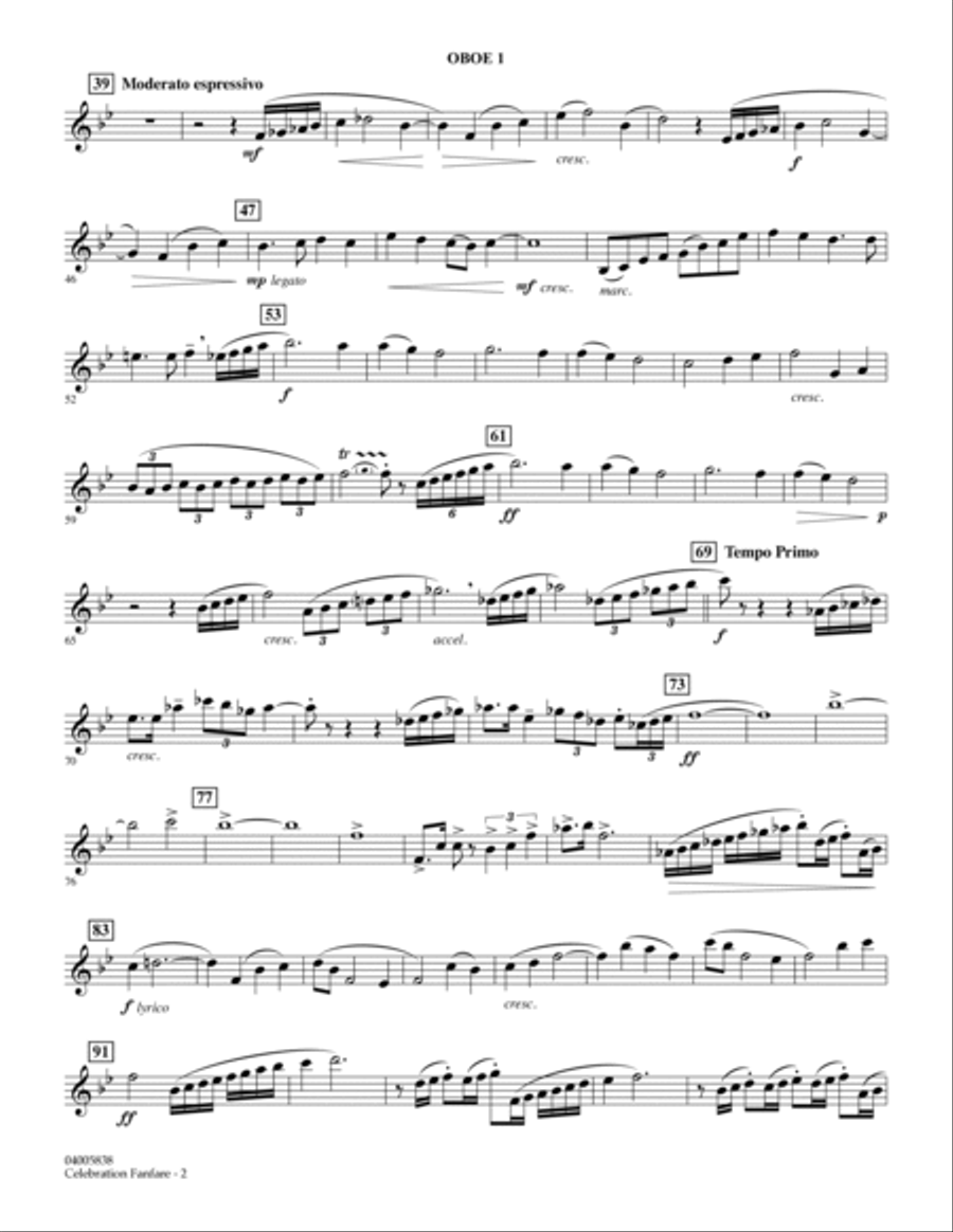 Celebration Fanfare (On a Theme by Haydn) - Oboe 1 Oboe scores gallery preview page 2