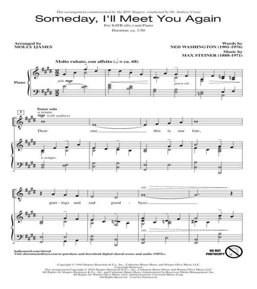 Someday, I'll Meet You Again 4-Part scores gallery preview page 4