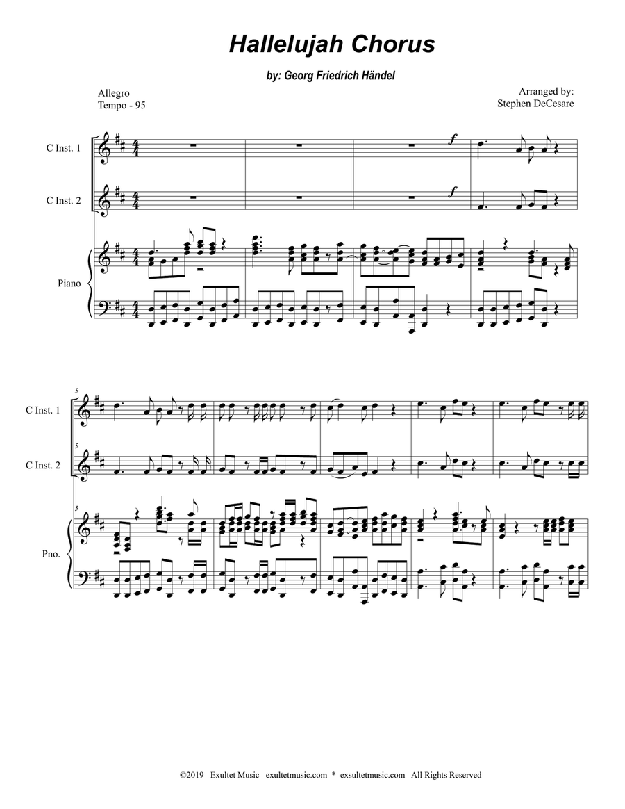 Hallelujah Chorus (Duet for C-Instruments) Flute scores gallery preview page 1