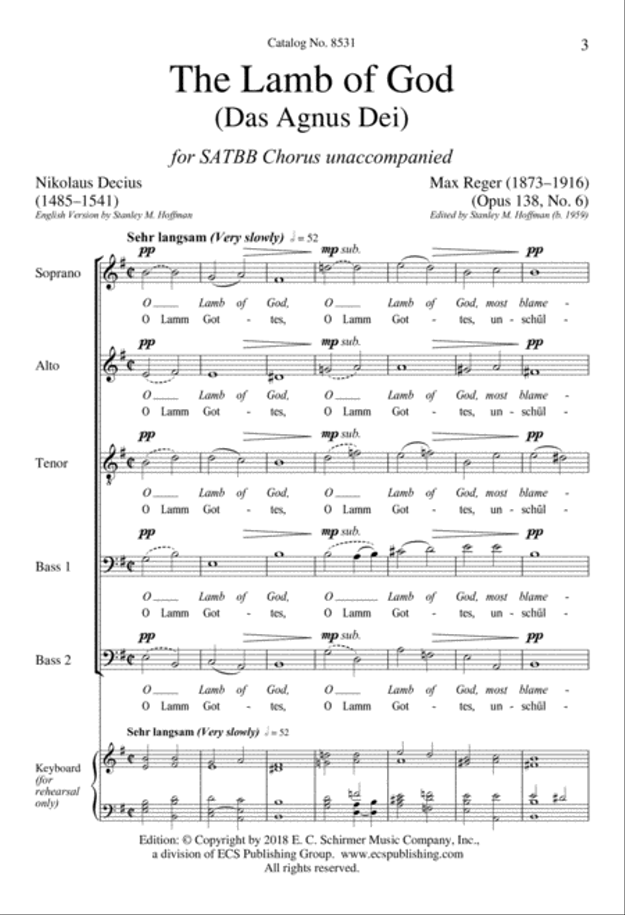 The Lamb of God (Das Agnus Dei) A Cappella scores gallery preview page 3