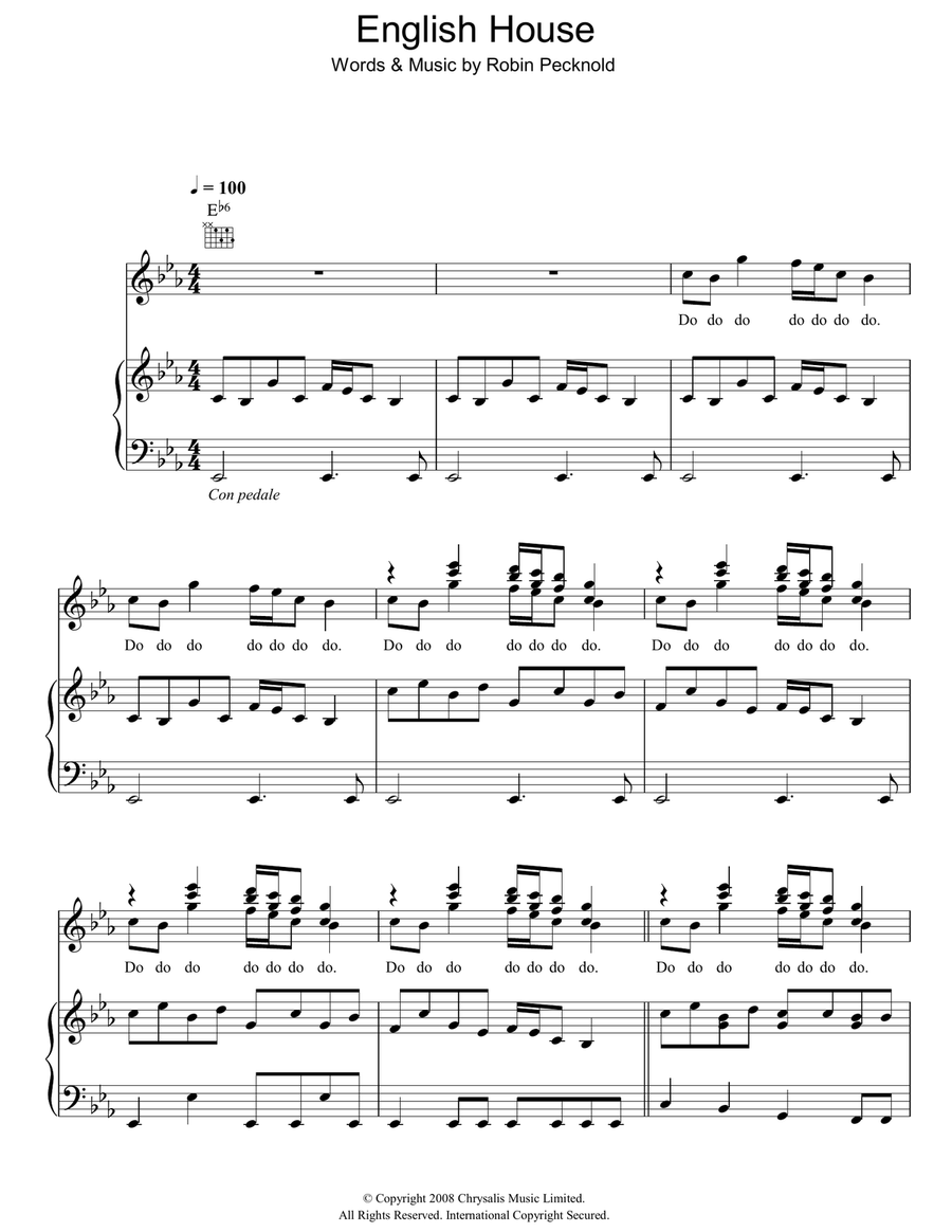 English House Piano, Vocal, Guitar scores gallery preview page 1
