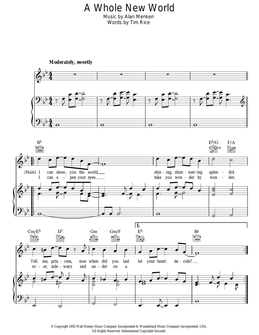 A Whole New World (from Aladdin) Guitar scores gallery preview page 1
