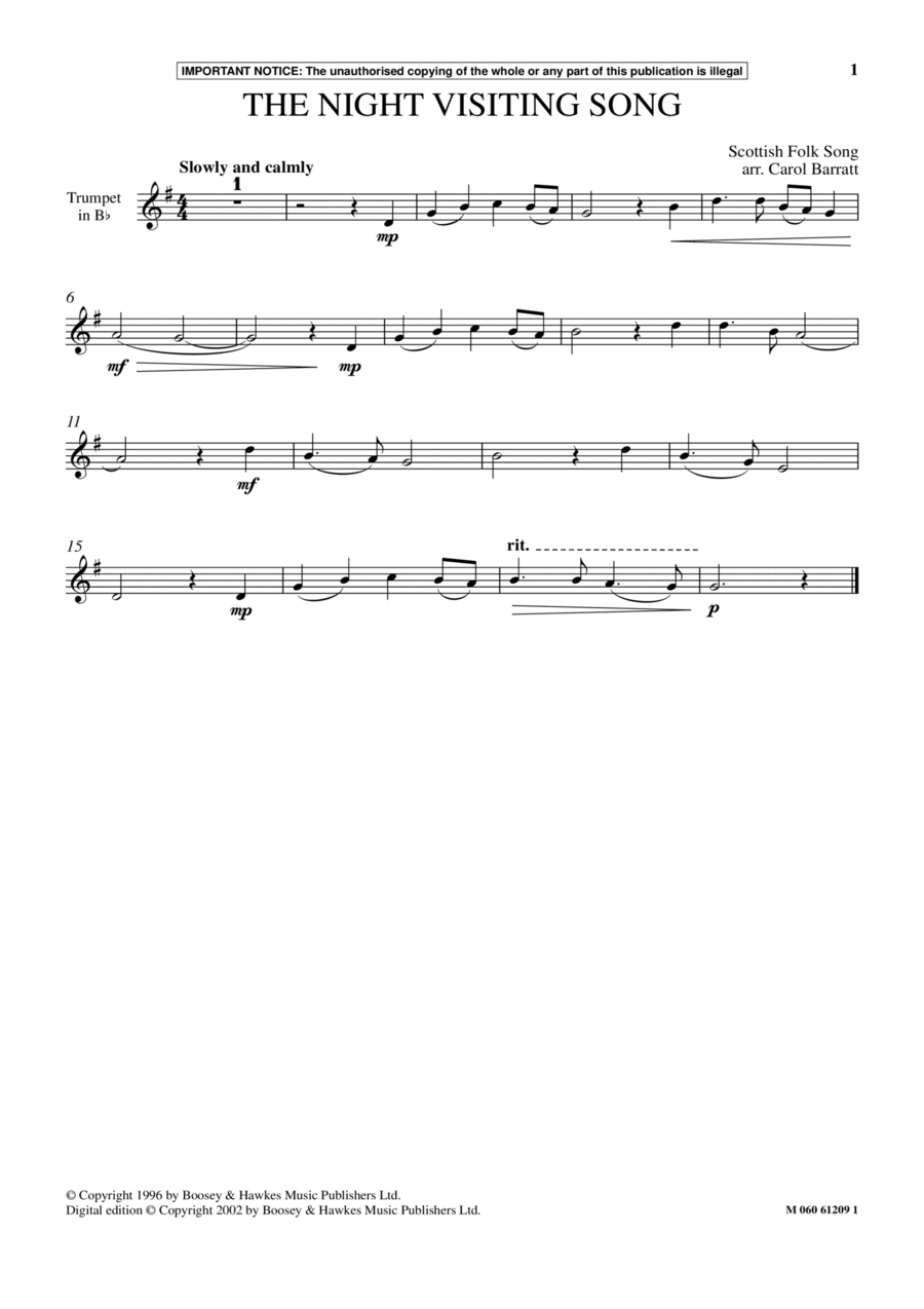 The Night Visiting Song The Night Visiting Song School and Community scores gallery preview page 1