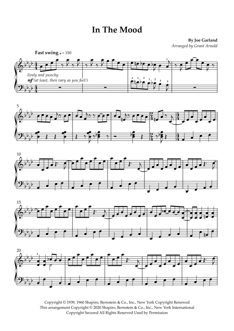 In The Mood Piano Solo scores gallery preview page 1