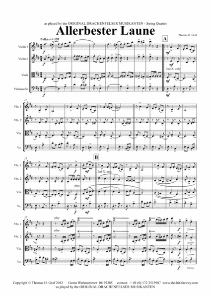 Allerbester Laune - German Polka - String Quartet image number null