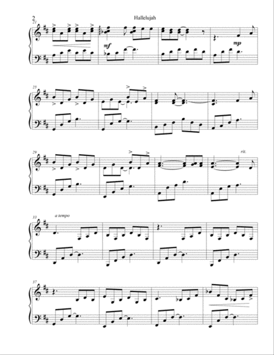 Hallelujah Piano Solo scores gallery preview page 3