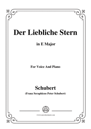 Book cover for Schubert-Der Liebliche Stern,in E Major,for Voice&Piano