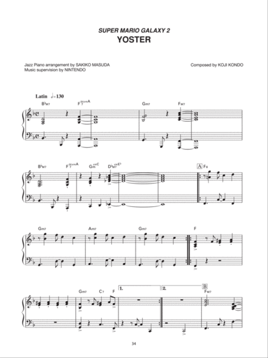 Super Mario Galaxy 2 Yoster Piano Solo scores gallery preview page 1