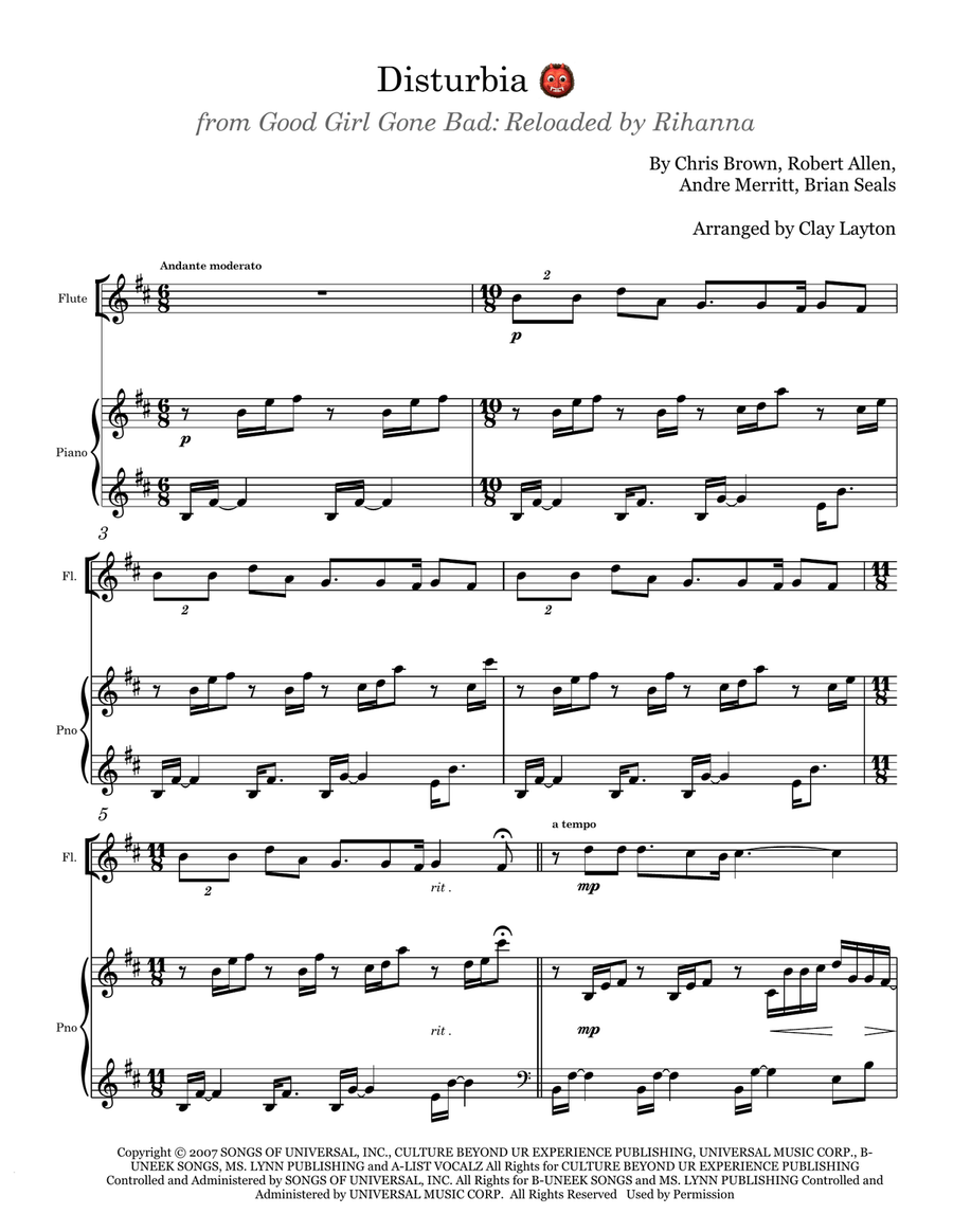 Disturbia Flute Solo scores gallery preview page 1