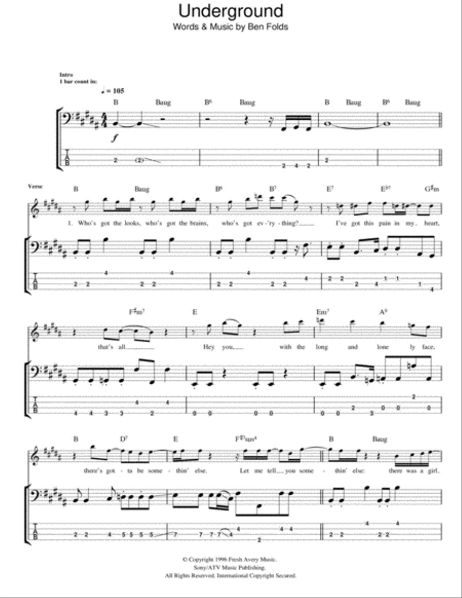 Underground Underground Guitar Tablature scores gallery preview page 1