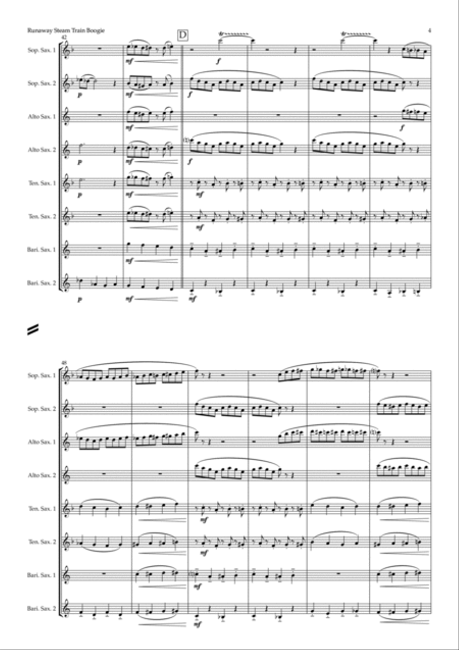 Runaway Steam Train Boogie (saxophone octet - SSAATTBB)
