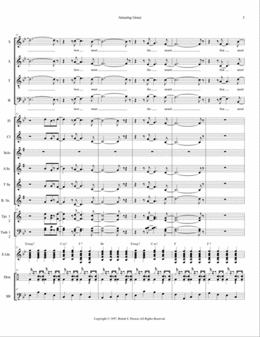 Amazing Grace - Jazz or Big Band 4-Part scores gallery preview page 4