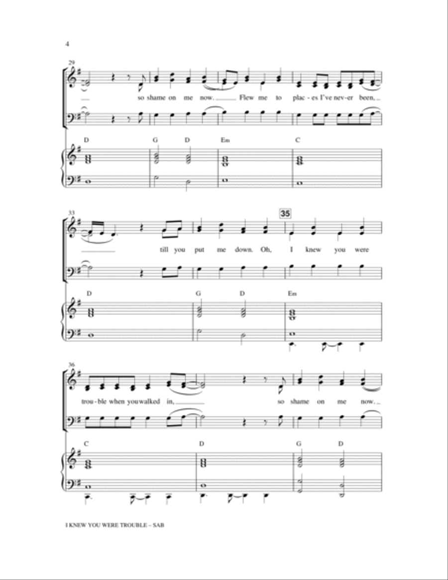 I Knew You Were Trouble. I Knew You Were Trouble. 3-Part scores gallery preview page 4