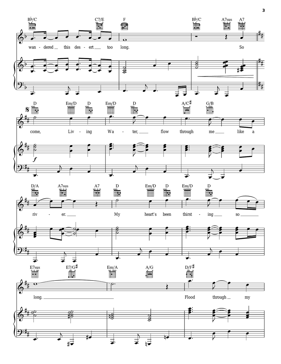 Living Water Piano, Vocal, Guitar scores gallery preview page 3
