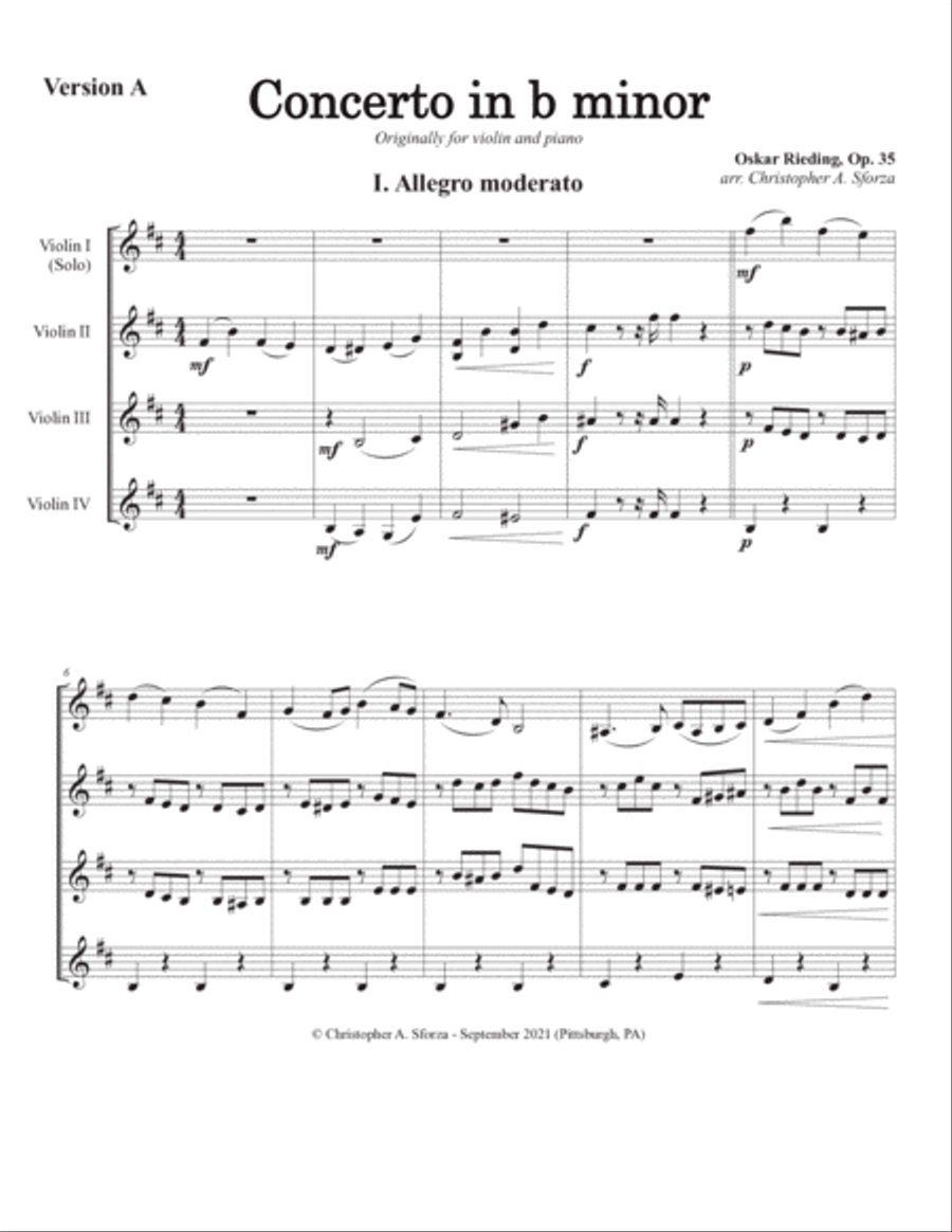 Concerto in b minor, Op. 35, for four violins Violin Solo scores gallery preview page 2