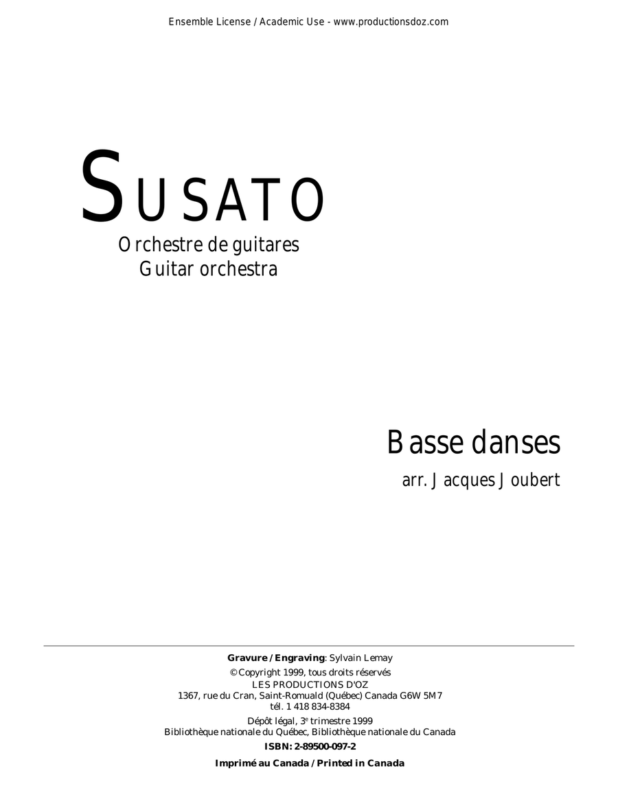 Basse danses Guitar Ensemble scores gallery preview page 1