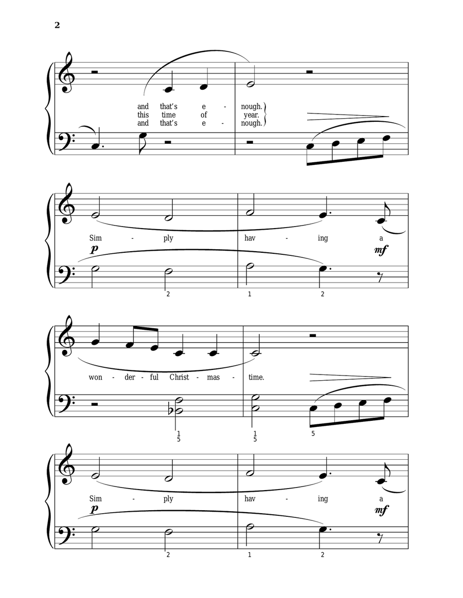 Wonderful Christmastime (arr. Phillip Keveren) Easy Piano scores gallery preview page 2