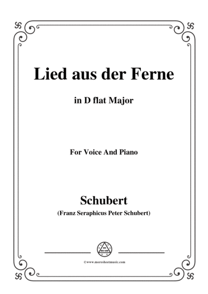 Schubert-Lied aus der Ferne,in D flat Major,for Voice&Piano by Franz Schubert Voice - Digital Sheet Music