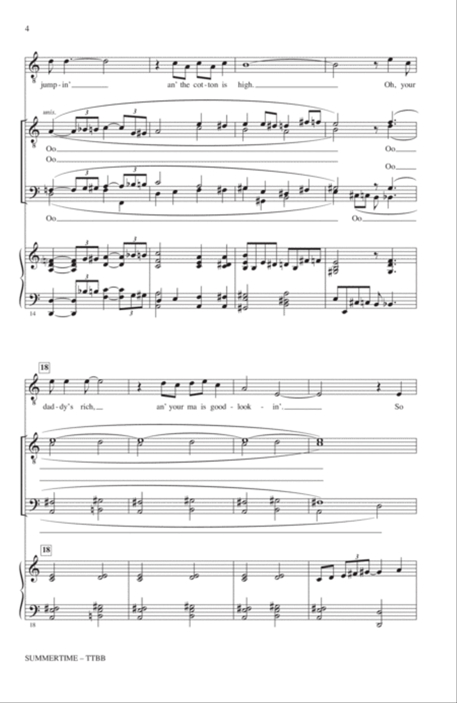 Summertime (arr. Mac Huff) TTBB scores gallery preview page 3