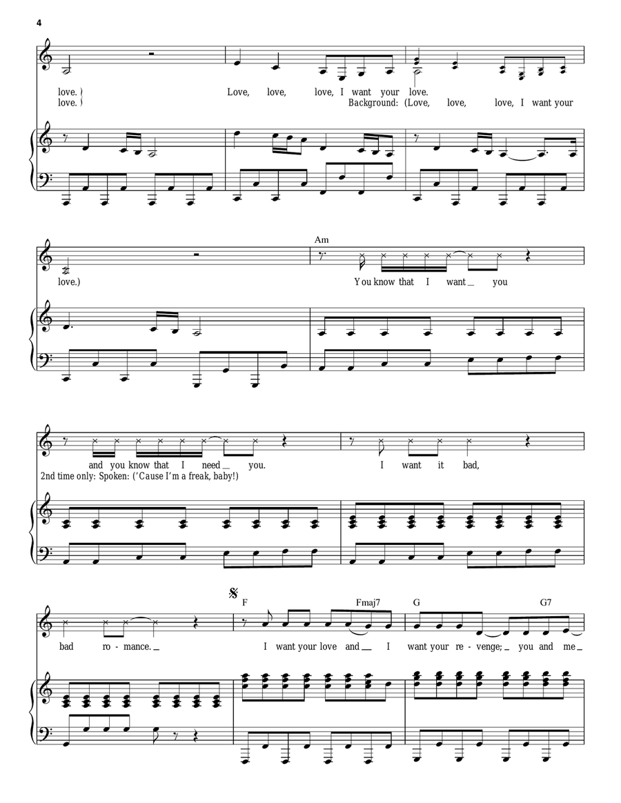 Bad Romance (Vocal Duet) Piano, Vocal scores gallery preview page 4