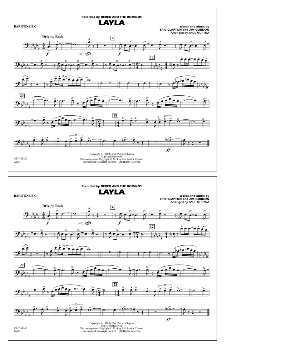 Layla - Baritone B.C. Marching Band scores gallery preview page 1