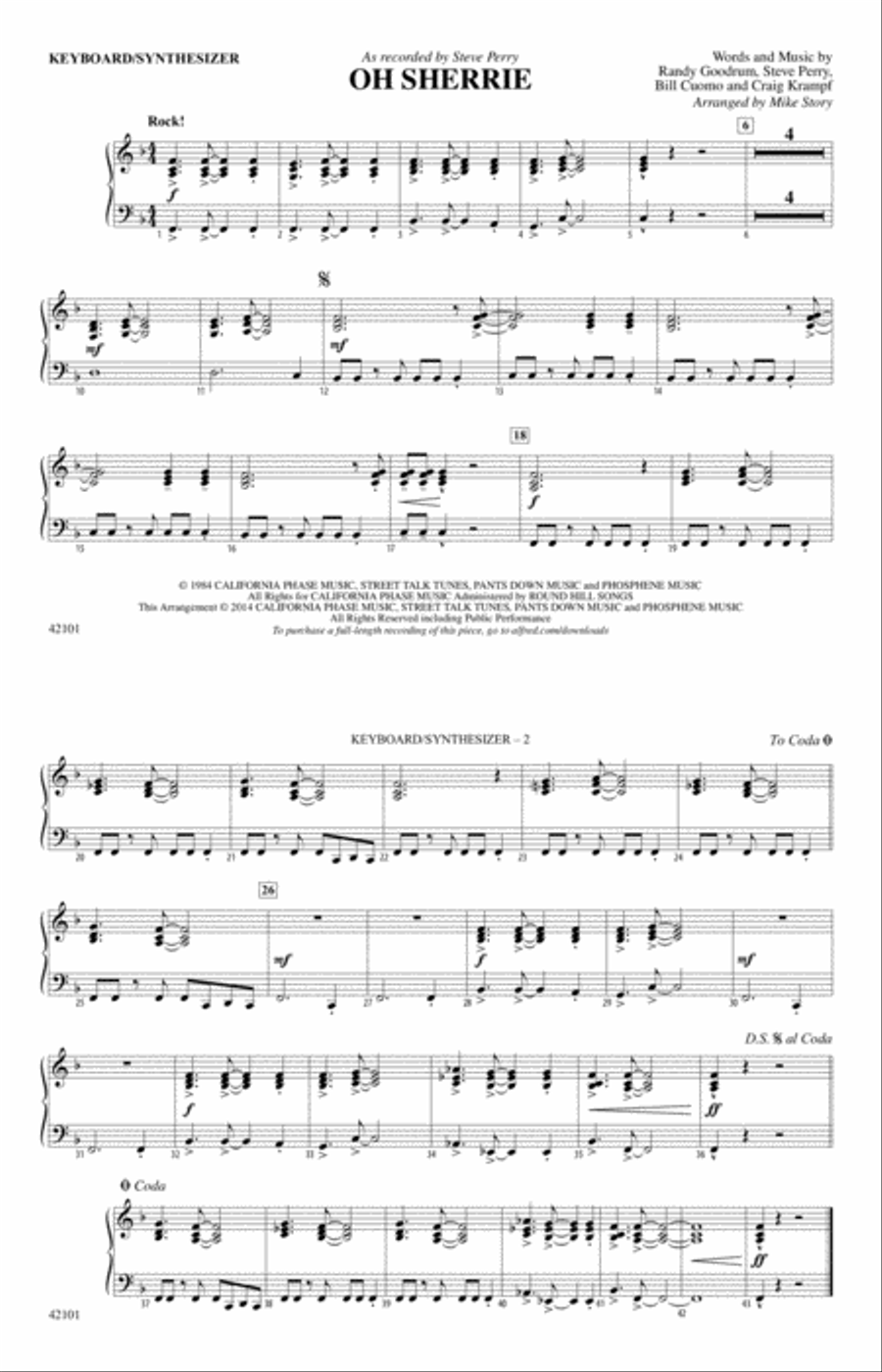Oh Sherrie: Piano Accompaniment Piano Accompaniment scores gallery preview page 1