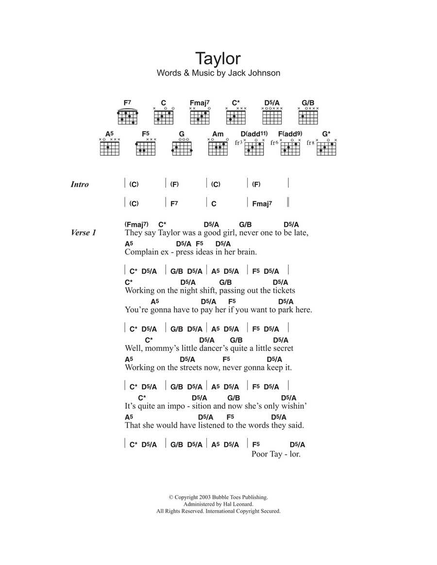 Taylor Acoustic Guitar scores gallery preview page 1