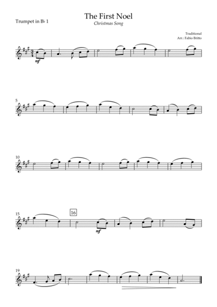 The First Noel (Christmas Song) for Trumpet in Bb Duo image number null