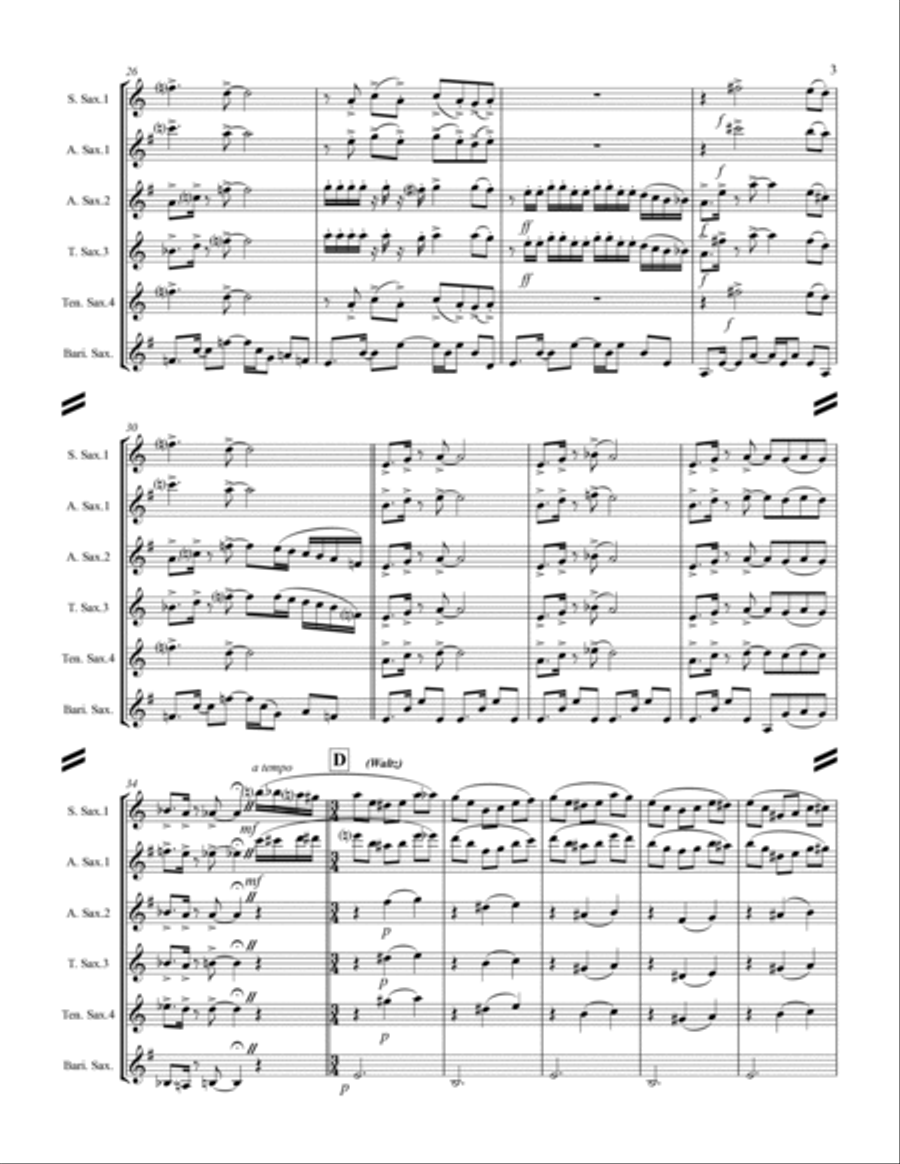 Smoke On The Water Saxophone Quintet scores gallery preview page 4