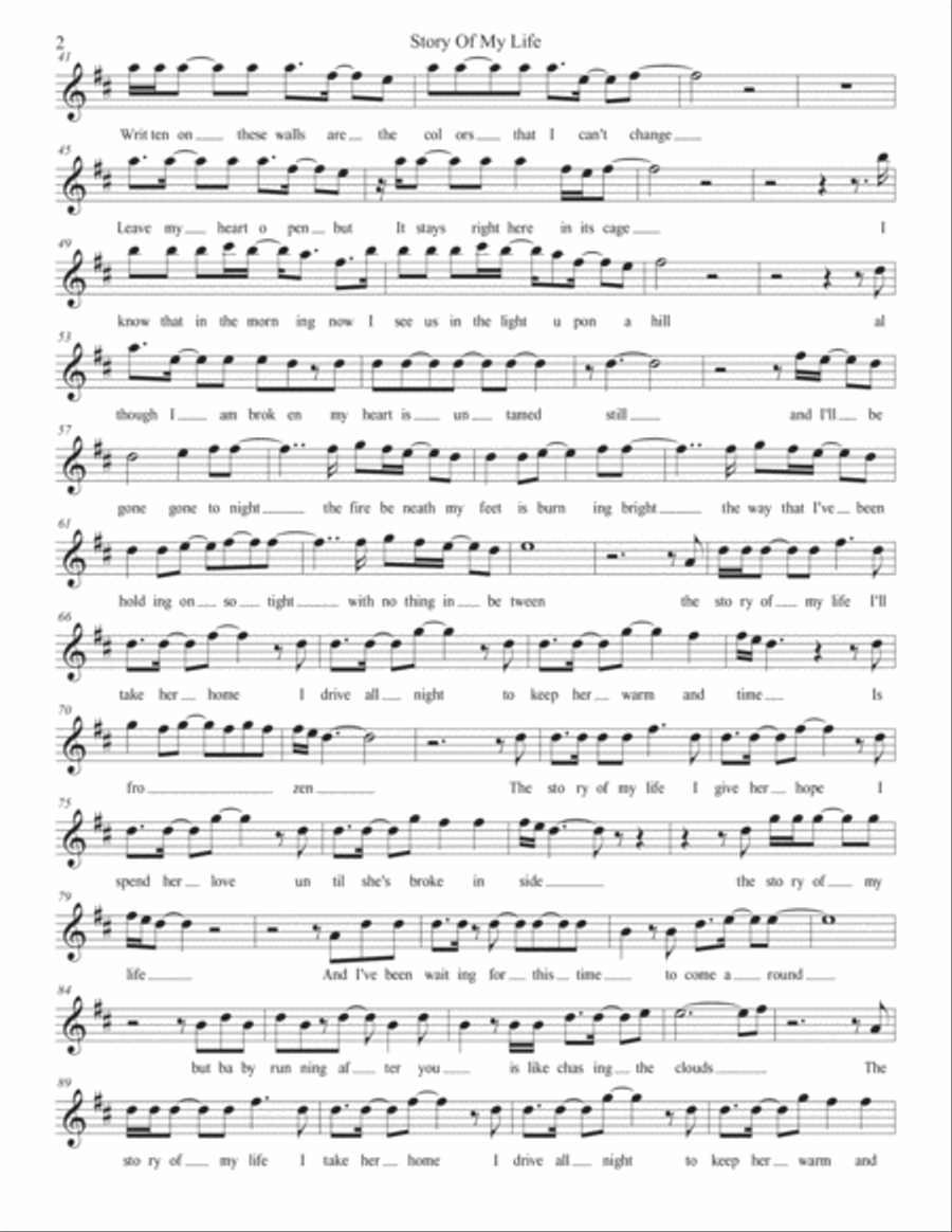 Story Of My Life Baritone Saxophone scores gallery preview page 2