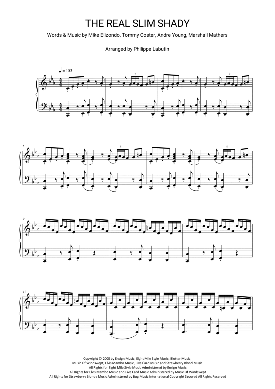 The Real Slim Shady Piano Solo scores gallery preview page 1