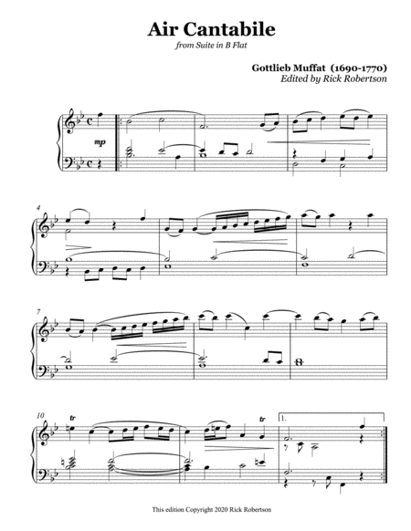 Air Cantabile from Suite in B Flat (Gottlieb Muffat) image number null
