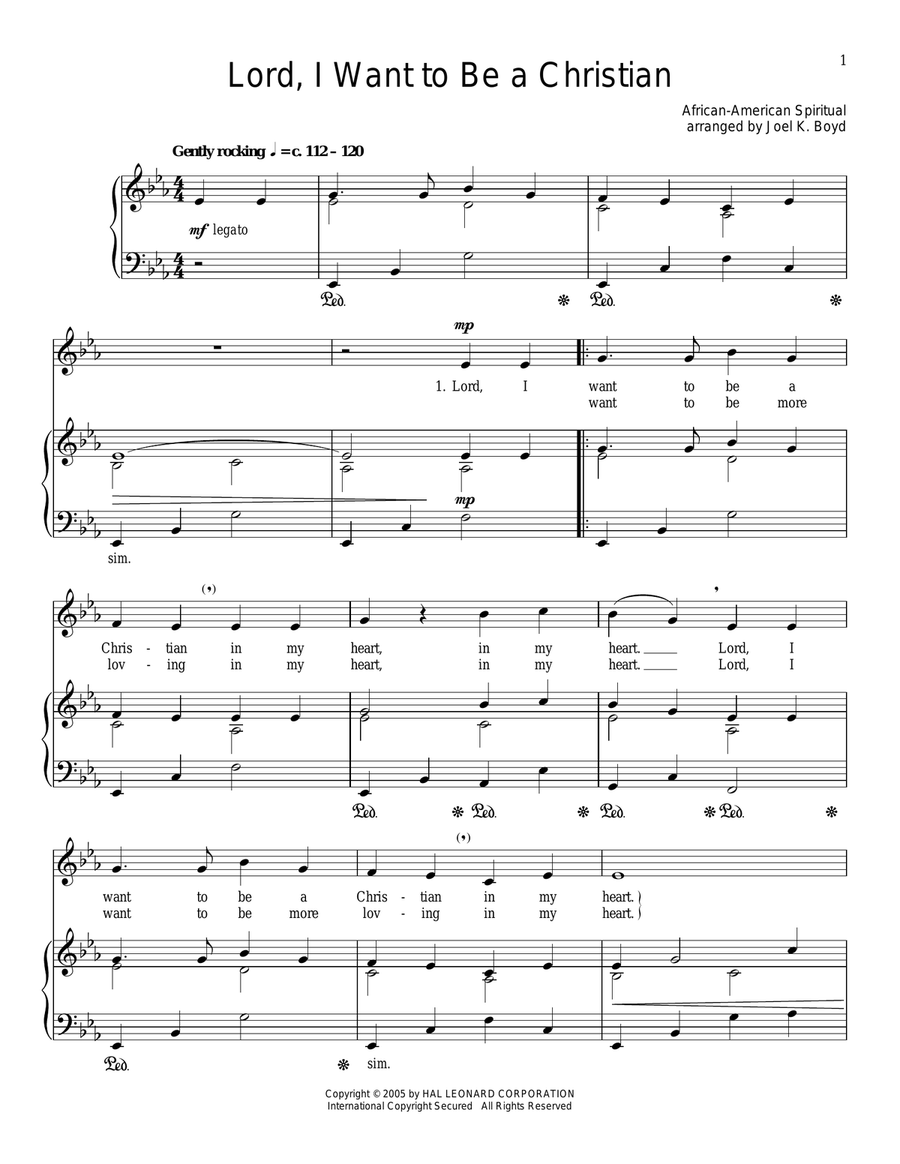 Lord, I Want To Be A Christian Piano, Vocal scores gallery preview page 1