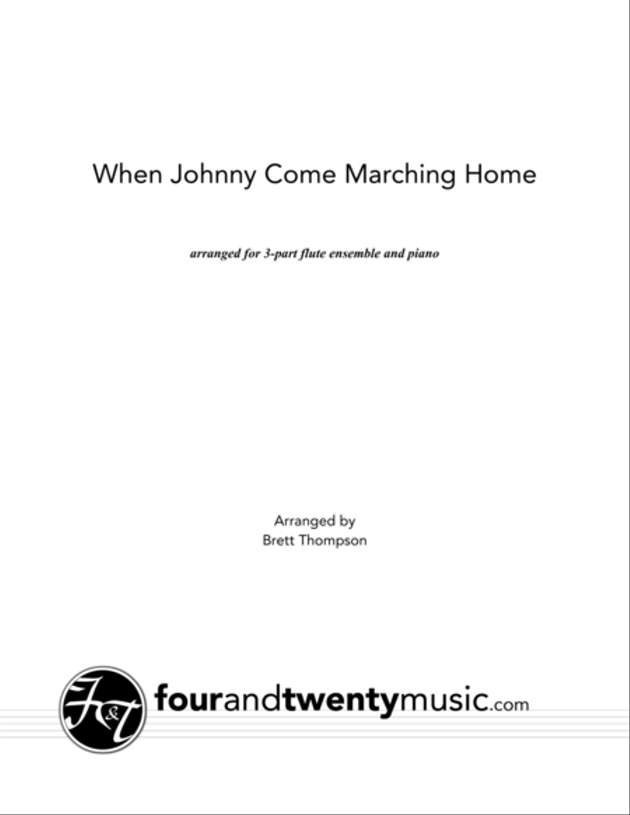 When Johnny Comes Marching Home, arranged for two or three flues and optional piano Flute Solo scores gallery preview page 1