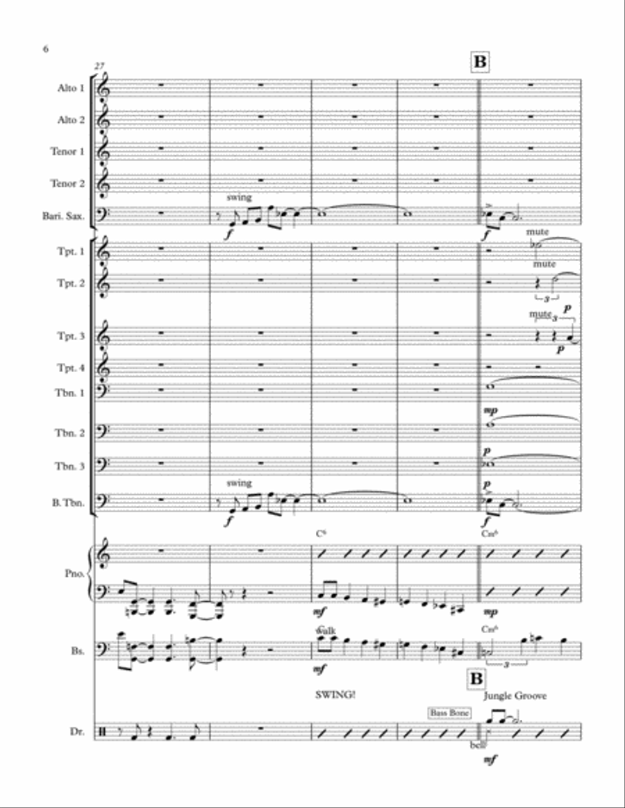 The Paxwalla Overture for Jazz Big Band Jazz Ensemble scores gallery preview page 6