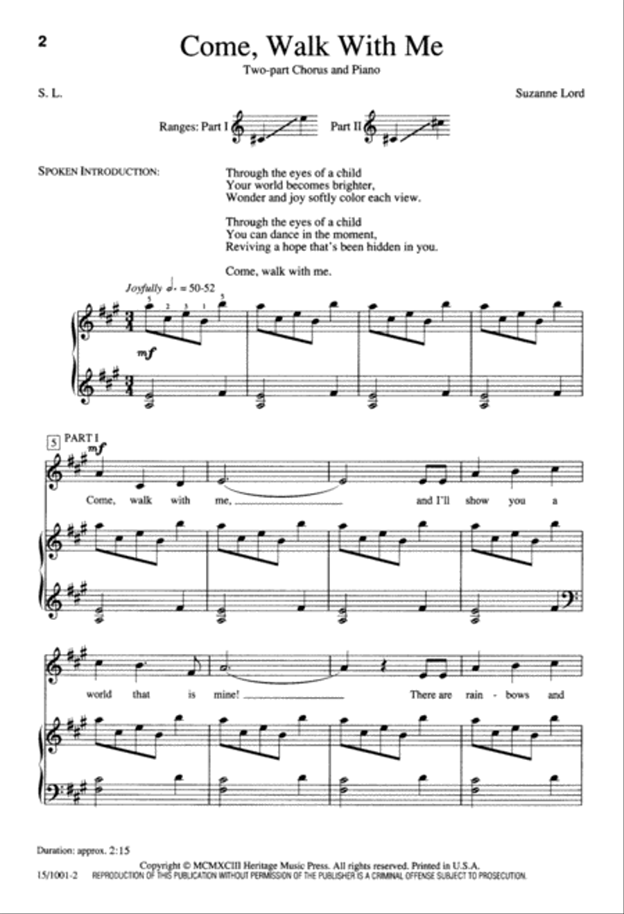 Come Walk With Me 2-Part scores gallery preview page 2