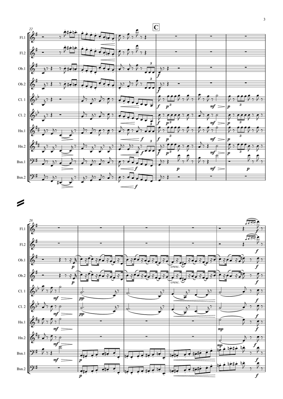 Tchaikovsky: Casse-Noisette (Nutcracker Suite) Mvt. IIa Marche (March) - wind dectet Woodwind Quintet scores gallery preview page 3