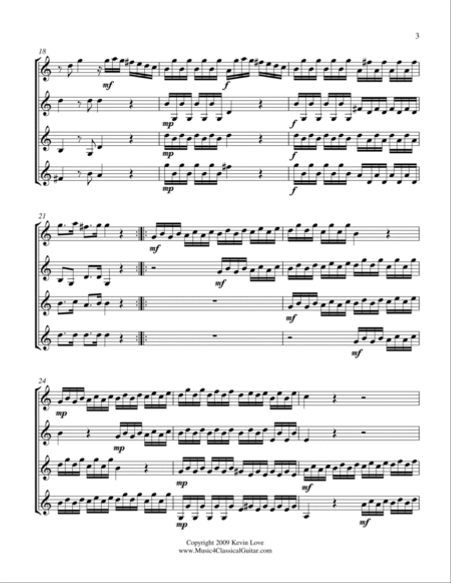 Quartet in C (Guitar Quartet) - Score and Parts Guitar Ensemble scores gallery preview page 3